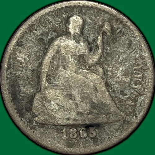 1865-S Seated Liberty Half Dime Very Good VG Coin #33515