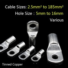 Tinned Copper Cable Lug Ring Terminal Battery Wire Welding Connector 2.5-185 mm