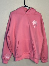 Pink Palm Puff Hawaii Hibiscus Hoodie Sonic Pink Size Large L NEW w/ Bag