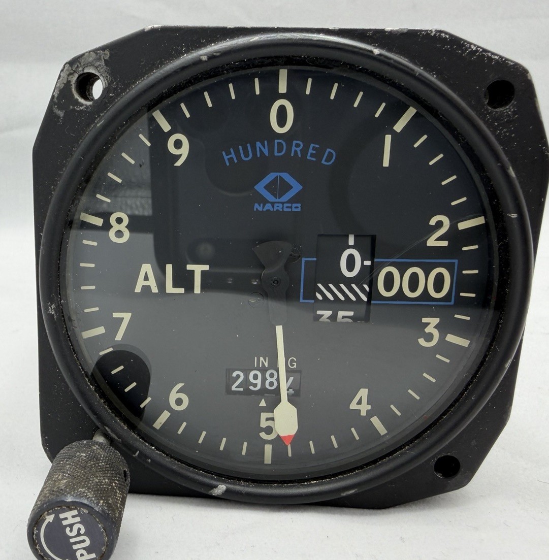 Narco Aircraft Altimeter 3 Pointer Alt Gauge TSO-C10b, S/N 4412, AR600B