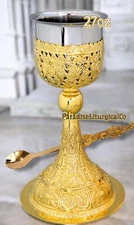 New Orthodox Chalice Communion Golden Seraphim Christian Church Cup & Spoon 27oz