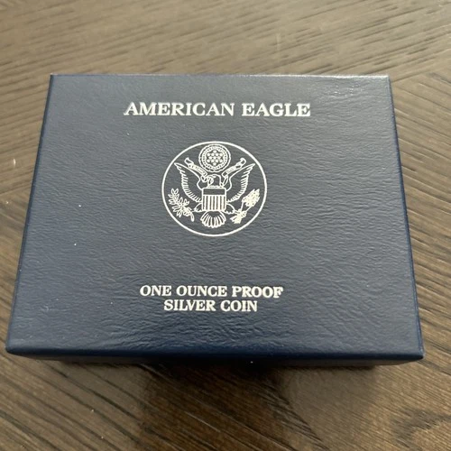 2008- U.S. Mint American  Eagle one ounce Silver Proof Dollar $1 Box & COA