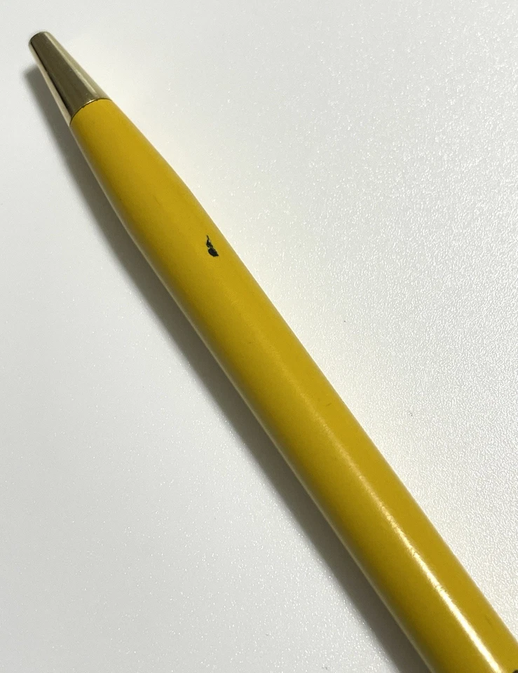 Bolígrafo de tinta vintage con tapa de burbuja logotipo de automóvil Opel amarillo Foto 3 de 4