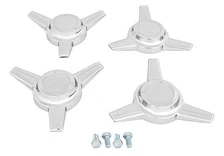 JEGS 681161 Center Caps 1967 Chevrolet Rally Wheels 3 Bar Straight Spinner No Lo