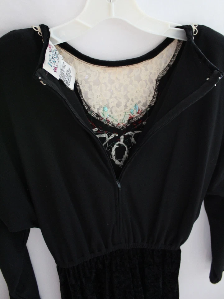 Mameluco Kepler Vintage Encaje Tarde Shell Manga Larga Terciopelo Rosas Pequeño Foto 3 de 4