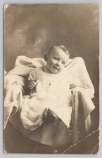 Portrait of Happy Baby RPPC DB Postcard