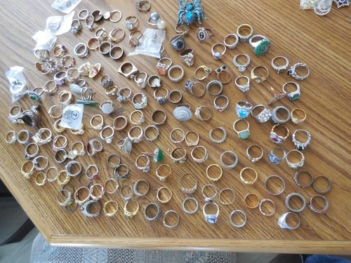 Vintage to Now Huge Lot Costume Jewelry Rings Lot With Several Signed