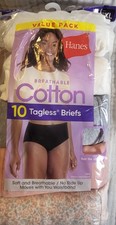 Hanes Ladies Tagless Cotton Briefs Size 9/2XL Multicolor 10 Pairs Open Pack