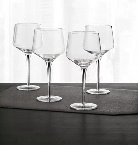 Hotel Collection Set of 4 Black-Cased Stem Wine Glasses