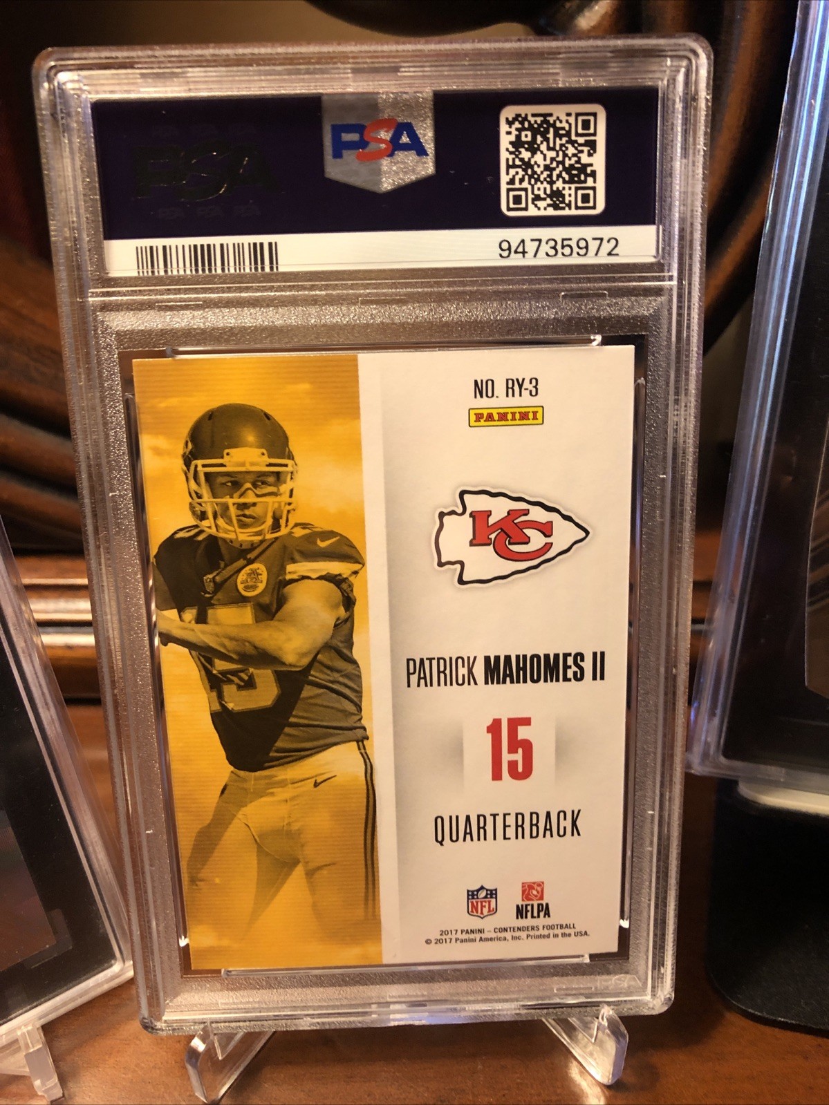 Panini 2017 Contenders Patrick Mahomes II RC ROY Contenders RY-3 RC PSA 9 view 5