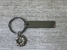 Sunflower Keychain Engraved Quote "Stand Tall  Find Sunshine" Silver Tone Gift