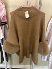 Saks Fifth Avenue Camel Fur Sweater Size Xs
