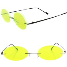 Cartoon Anime Manga Costume Party Cosplay Fluorescent Green Oval Lens Sunglasses
