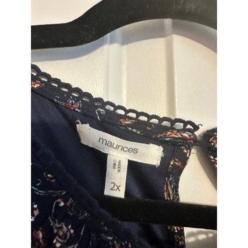 Maurices Womens 2X Navy Paisley Print Dress With Lace Trim & Ruffle Sleeves NEW - Picture 6 of 6