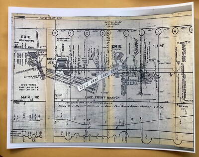 Early PRR Pennsylvania Railroad Track Chart Erie Lake Front Branch Elm Kanty NEW