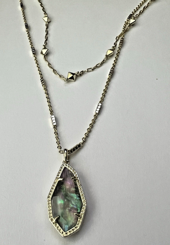 Kendra Scott Tiff's Treats Muriel Multi Strand Necklace Gold Tone Abalone - Picture 2 of 6