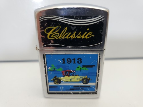 NOS RARE VINTAGE SILVER TONE UNLIT Lighter Classic 1913 ANTIQUE CAR 3833/25