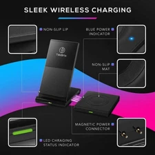 Wireless Charger 2 in 1 - Dual Fast Charging Stand & Pad Station -