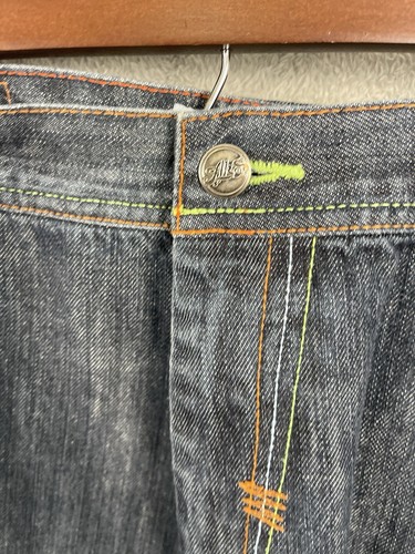 Akademiks Y2K Wide Leg Embroidered Hip Hop Streetwear Denim Jean Shorts 42 - Picture 6 of 12