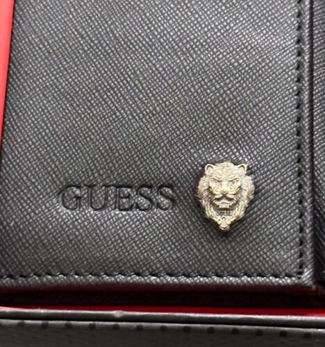 GUESS Los Angeles 110040 Authentic Men Leather TRIFOLD Wallet Valet ~ BLACK - Picture 2 of 5