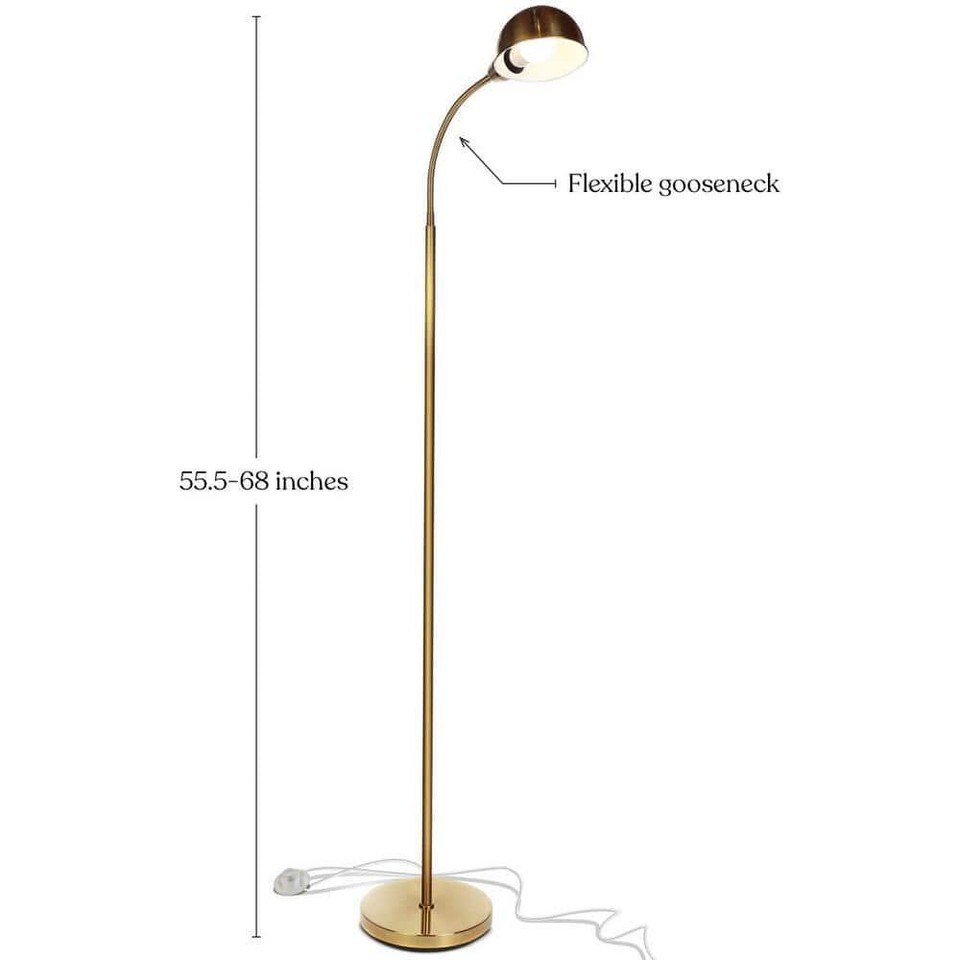 Brightech 1Light Arc Floor Lamp 68" w/ Brass Metal Bowl Shade Antique