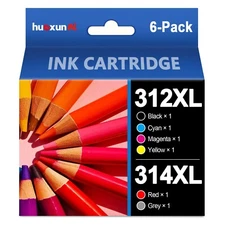 312XL 314XL High Yield Ink Combo 6-Pack for Epson Expression XP-8500, XP-8600