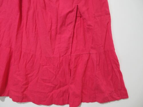 NWT Sz L Abercrombie & Fitch Pink Linen Blend Maxi Skirt High Slit Elastic Waist - Picture 7 of 16
