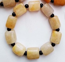 Yellow jade 11X14 mm bead bracelet lucky wealthy amulet longevity jewelry USSell