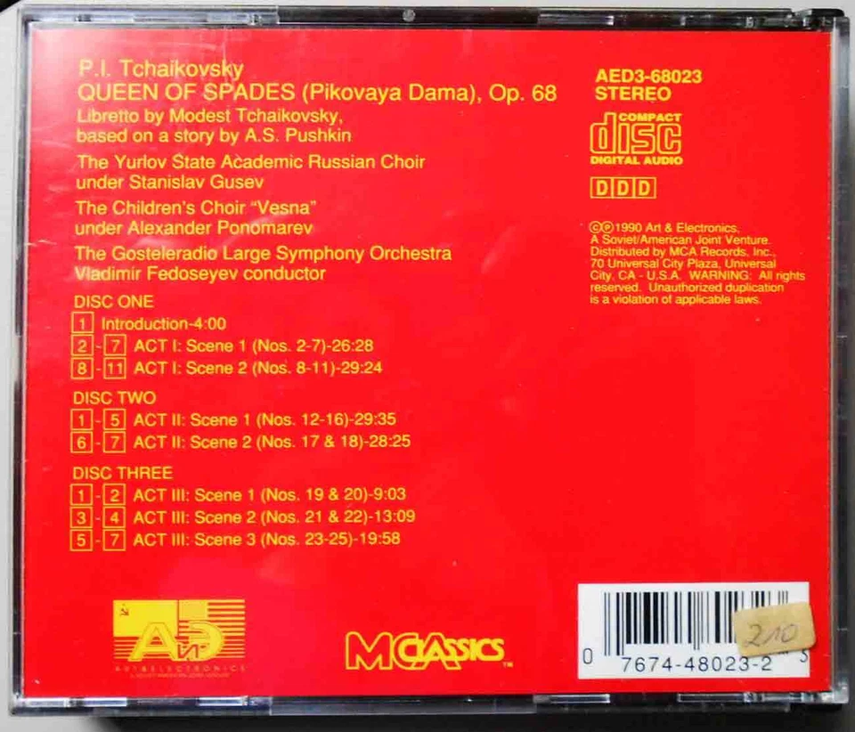3CD Box Tschaikowsky: Queen of Spades (MCA) 1990 - Bild 2 von 2
