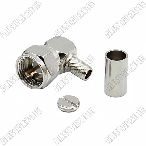 10x 75ohm F Type Male Crimp Right Angle Connector LMR195 RG58 RG400 RG142 Cable - Picture 4 of 4