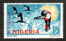 Rare : 1972 Nigeria Sc# 265 - 1sh3p Crowned Cranes, MH postage stamp Cv$11
