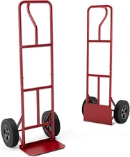 660 lbs Capacity Dolly Cart Heavy Duty Hand Truck Trolley with Nose Plate Red