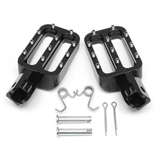 Pair of Motorcycle Black Front Foot Peg Footrest Fits For Honda Yamaha Fine