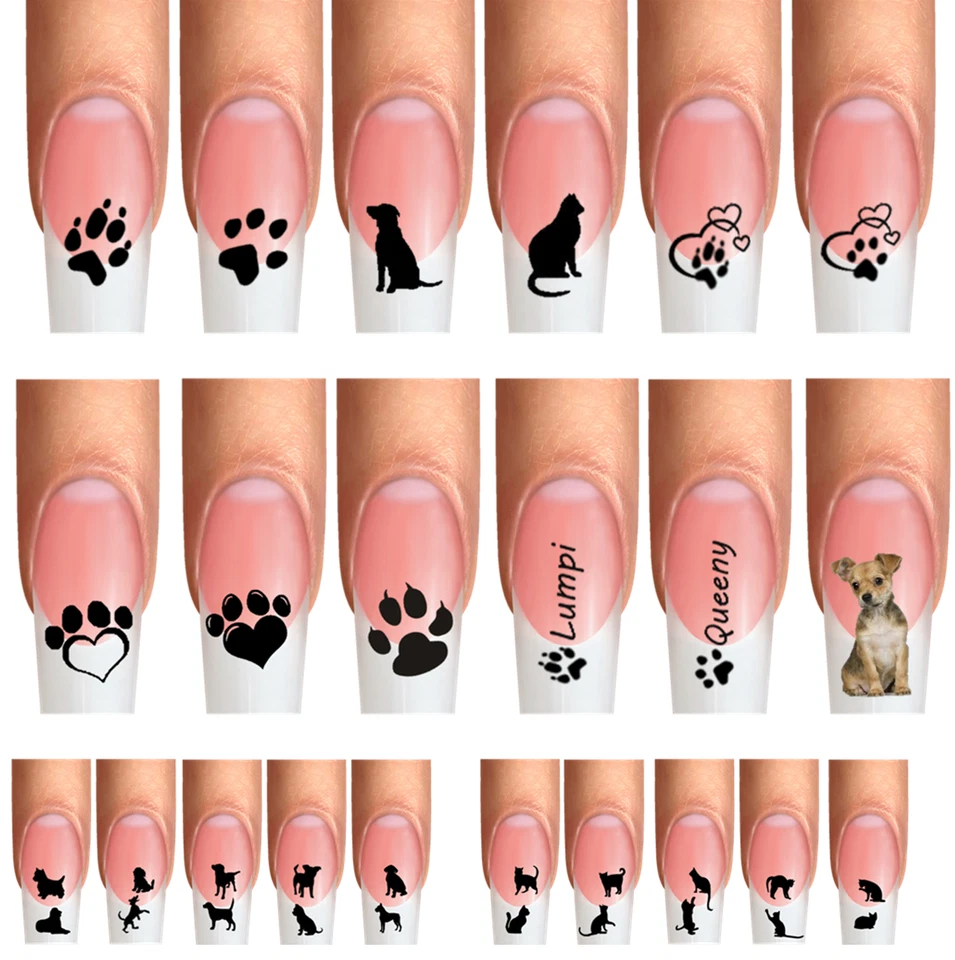 Wraps Nail Tattoos Tatzen, Pfötchen Pfote - Hund Katze Dog Cat Nail Art 20