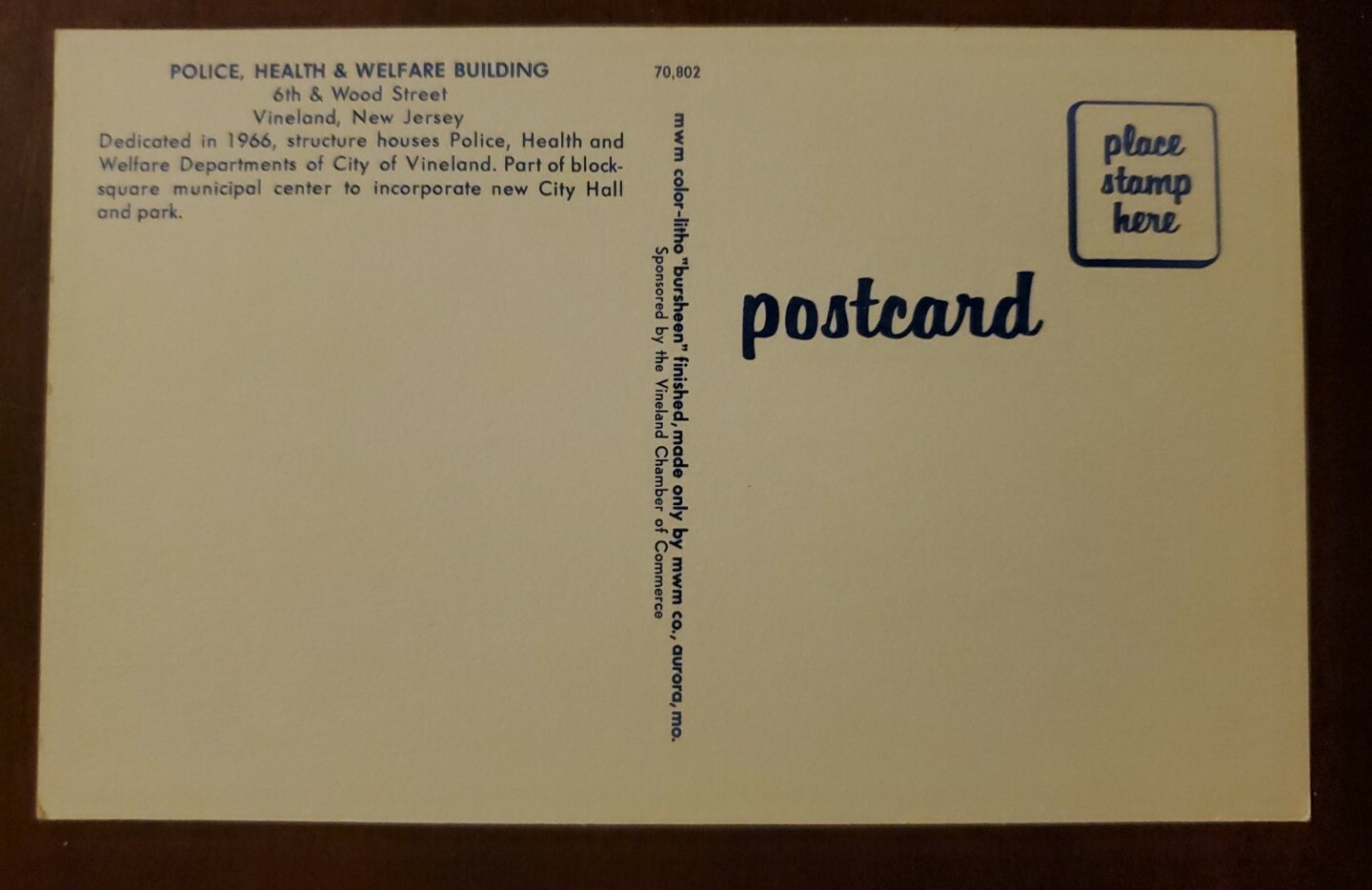 Public Health & Welfare Building Vineland New Jersey Vintage Postcard