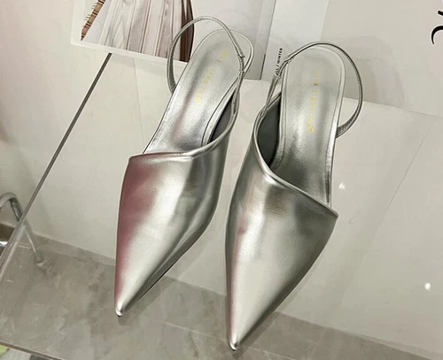 Fashion Women Pumps Pointy Toe Patent Faux Leather Kitten Mid Heels Sandals - Picture 6 of 23