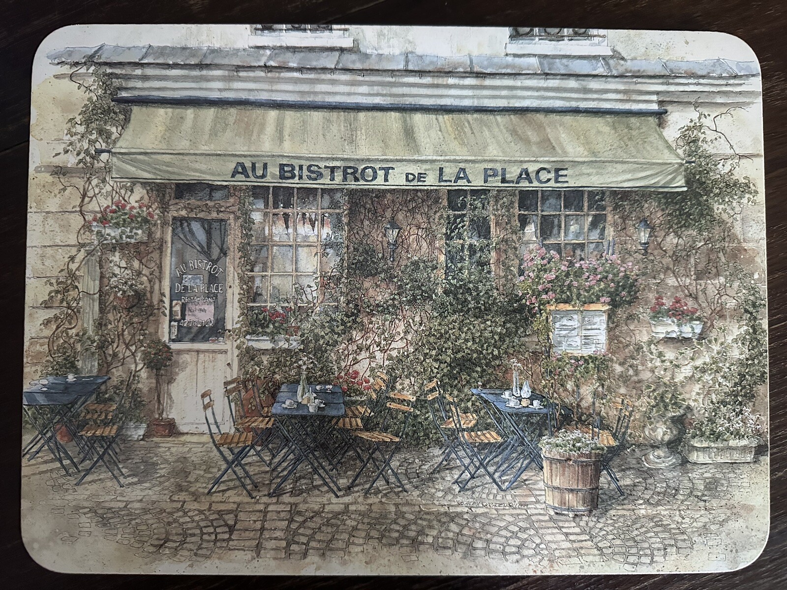 Vintage Jason Alex Krajewski Paris Cafes 6 Cork backed placemats