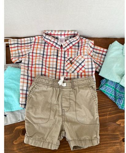 Toddler BOYS outfit LOT~size 12 months~3 Outfits Cotton Shorts Dress Shirts T - Picture 10 of 18