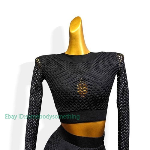 New Black Back Latin Dance Dress Skirt Dancing Performance Women Tops - Picture 10 of 24