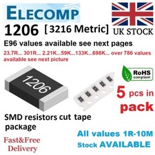 1206 SMD PRECISION resistors 1% E96 Value 402R-127K 5pcs in Pack UK stock
