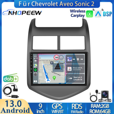DAB+ Carplay 64GB Android 13 Autoradio GPS Für Chevrolet Aveo Sonic 2 2012-2016