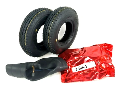 Pair 2.80/2.50-4 Black Pneumatic Mobility Scooter Tyres & Tubes (Good Care)