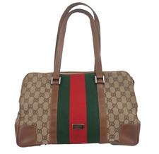 Gucci Bag GG Womens Brown Monogram Limited Edition Canvas Leather Tote Handbag