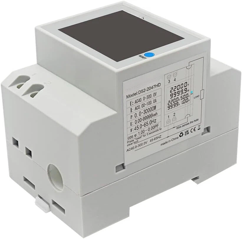 Single Phase Energy Meter Din Rail Electricity Usage Monitor AC 300V100A WIFI CT - image 4 of 4