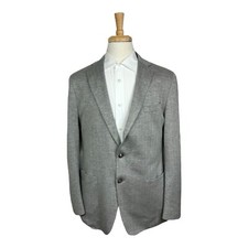 Peter Millar Collection Gray Herringbone Unstructured Wool Silk Linen Blazer 46R