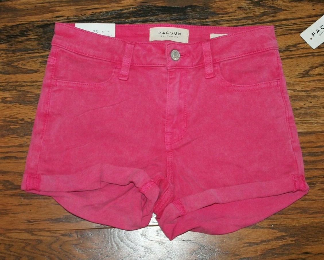Women's Pacsun Cherry Blossom Hot pink Super stretch shortie short size 27  NWT