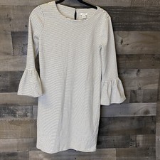 J. Crew Knit sheath Dress XXS Black White Stripe peplum sleeve NWT