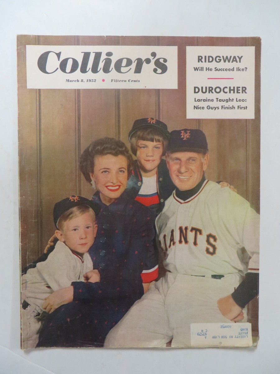 Vintage 1952 MARCH 8th COLLIER'S MAGAZINE - LEO DUROCHER - LARAINE