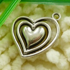 60 Pcs Tibetan Silver Heart Charms Pendant 25X24MM S1704 DIY Jewelry Making