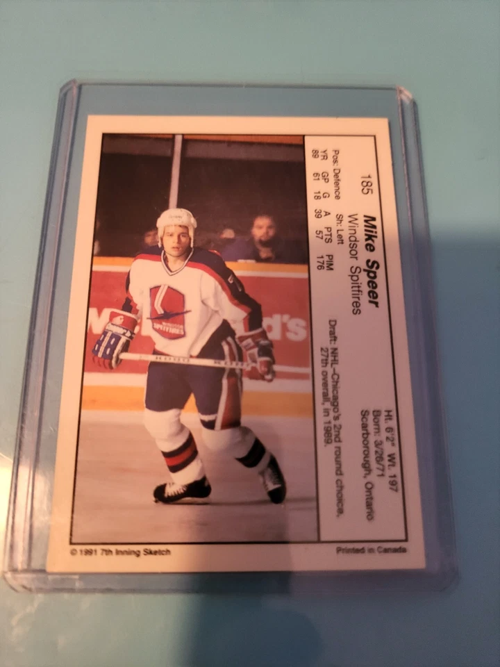 1990-91 7th Inning Sketch OHL WINDSOR SPITFIRES/ 185 MIKE SPEER - Image 2 of 2